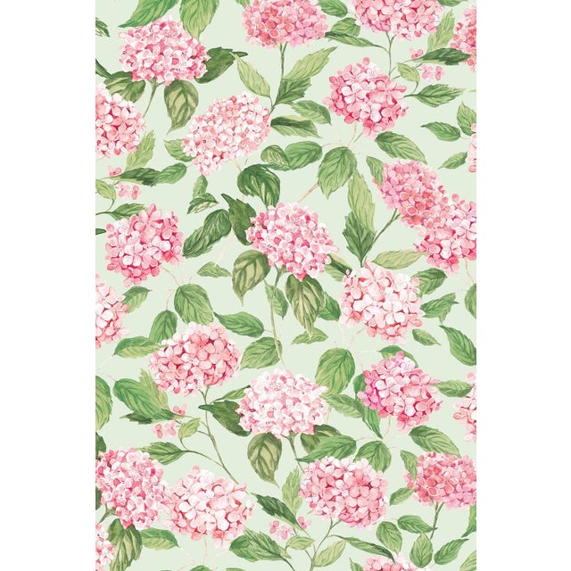 Traditional Hydrangea Blooms Floral Grasscloth Wallpaper by House Party | Gatsby Pink | 6 Yards For Sale - Image 3 of 8