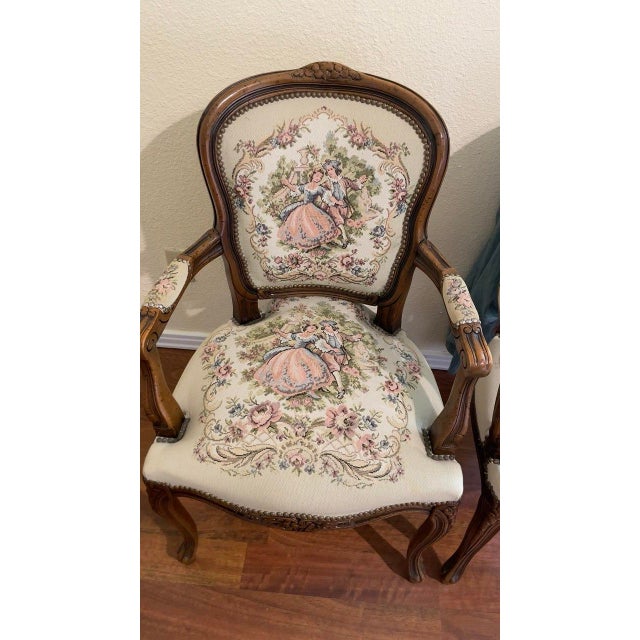 20 Century Chateau d'Ax Louis XV Tapestry Armchair For Sale - Image 9 of 12