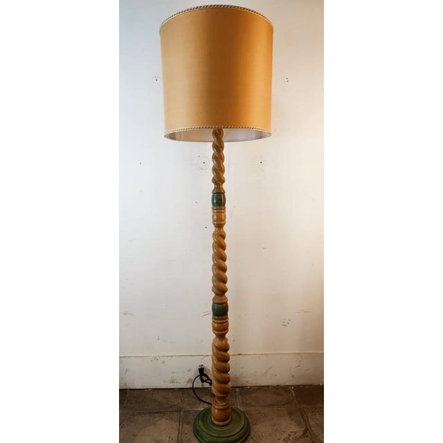Mid-Century Modern Floor Lamp with Twisted Wood Base For Sale - Image 3 of 14