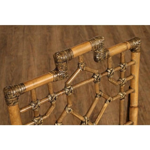 Brown Chinese Chippendale Style Set Of Four Rattan Bamboo Dining Chairs For Sale - Image 8 of 18