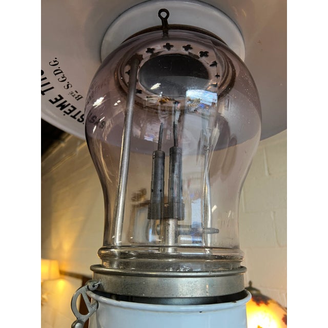 Ceramic Antique French Industrial White Porcelain Gas Lamp “Systeme Tito Landi” C. 1900 For Sale - Image 7 of 9