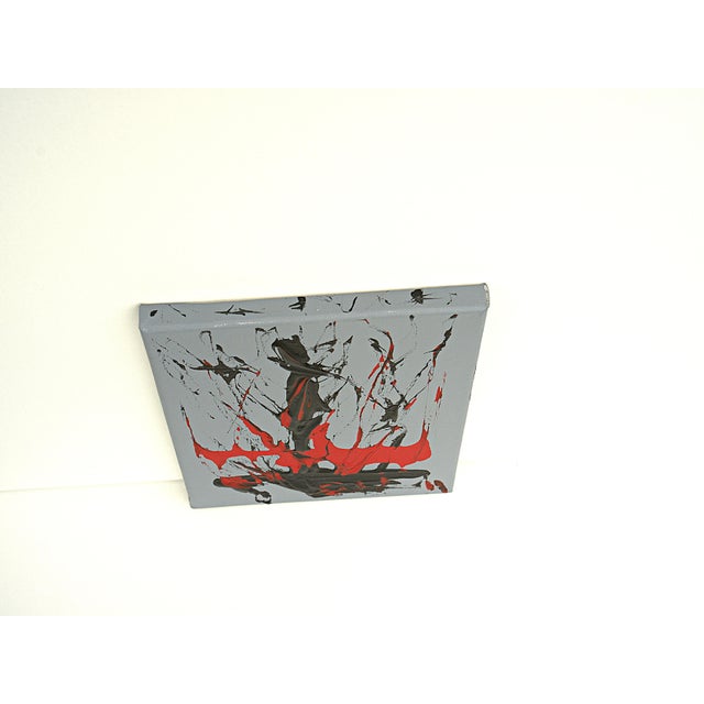 Textile Fire Shaman Original Acrylic Painting Black and Red on Gray For Sale - Image 7 of 8