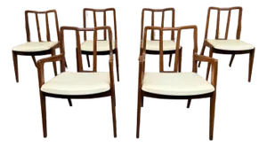 Mid 20th Century Set of 6 Mount Airy Janus Mid Century Walnut Dining Chairs