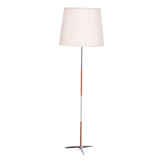Mid-Century Floor Lamp in Rosewood & Chrome-Plated Steel, Czechia, 1960s For Sale