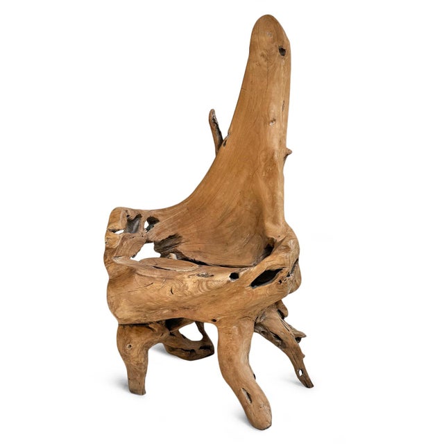 Sanded smooth natural freeform teak root chair. Artistic functional one of a kind art. Great indoors or out. When left...
