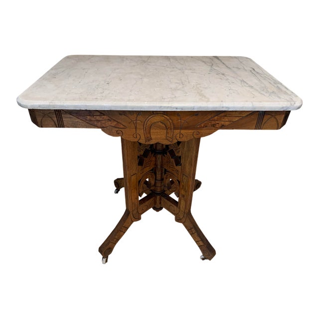 Antique Rustic Equestrian Marble Table For Sale