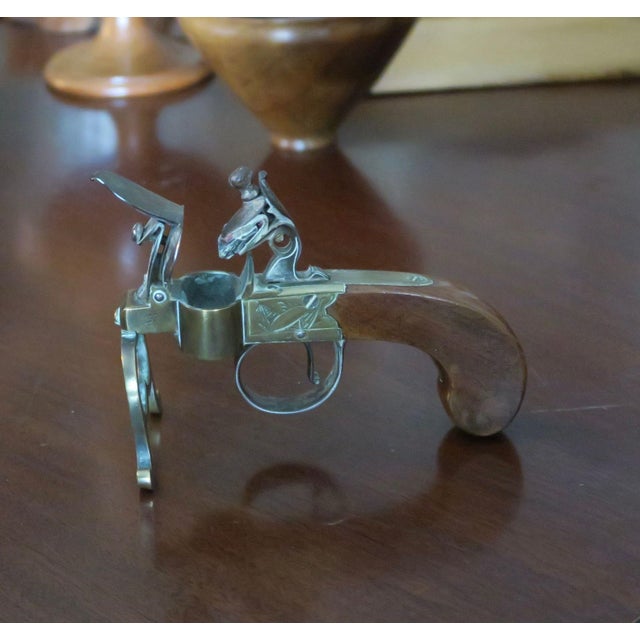 Antique George III Brass, Iron and Mahogany Flintlock Tinder Pistol For Sale - Image 17 of 18