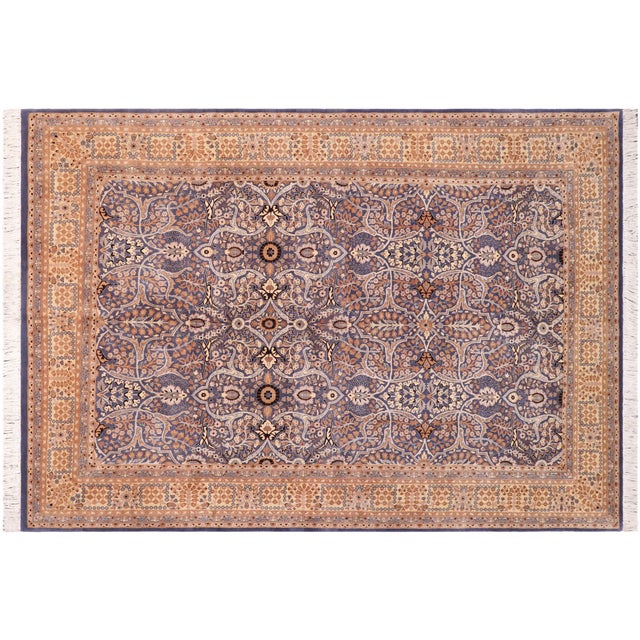 Beige Shabby Chic 1990's Pak-Persian Blue/Beige Wool Rug - 6'2'' X 8'8'' For Sale - Image 8 of 9