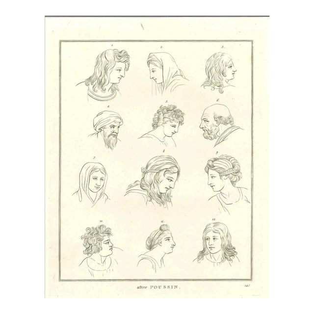 Thomas Holloway, Heads of Men and Women, Original Etching, 1810 For Sale