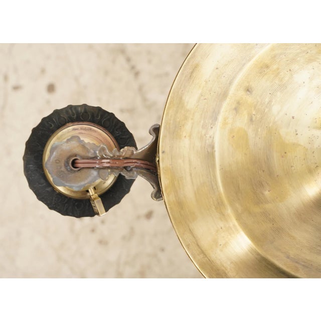 Brass Mid 20th Century Victorian Brass 4 Exposed Bulbs Pan Chandelier For Sale - Image 8 of 12