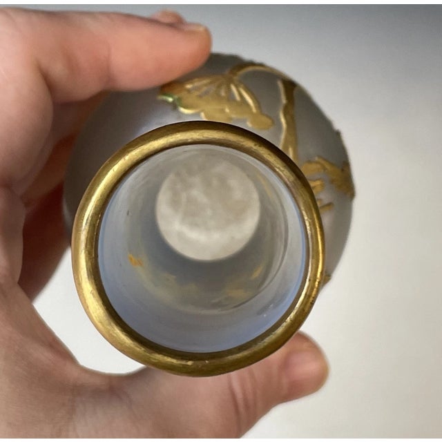 Fine Antique Art Nouveau Iridescent Satin Glass Vase W/ Gilt Bronze Overlay For Sale - Image 10 of 15