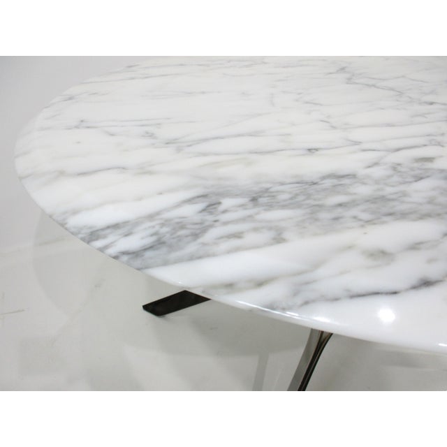 White Dunbar Sculptural Marble Chrome Coffee Table by Roger Sprunger For Sale - Image 8 of 12