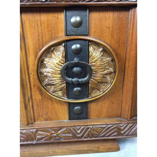 Mid Century Modern Armoire With Five Drawers and Unique Brass Hardware For Sale - Image 12 of 18