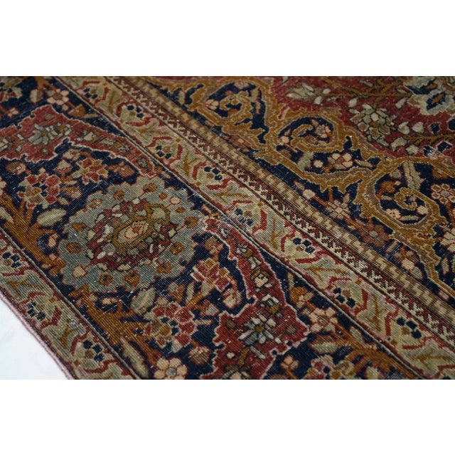 Late 19th Century Late 19th Century Antique Mohtasham Kashan Rug 4'2'' x 6'9'' For Sale - Image 5 of 12