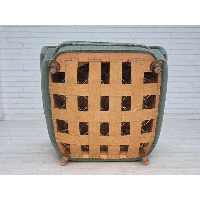Vintage Danish Lounge Chair in Light Green Furniture Wool, 1960s For Sale - Image 14 of 18
