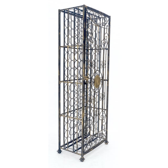 Late 20th Century Very Large 96 Bottles Cage Shape Wine Rack Locker Wrought Iron For Sale - Image 5 of 15