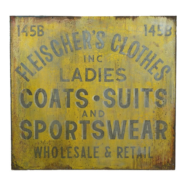 Reclaimed 45.375 In. Clothes Retail Aluminum Movie Prop Sign For Sale