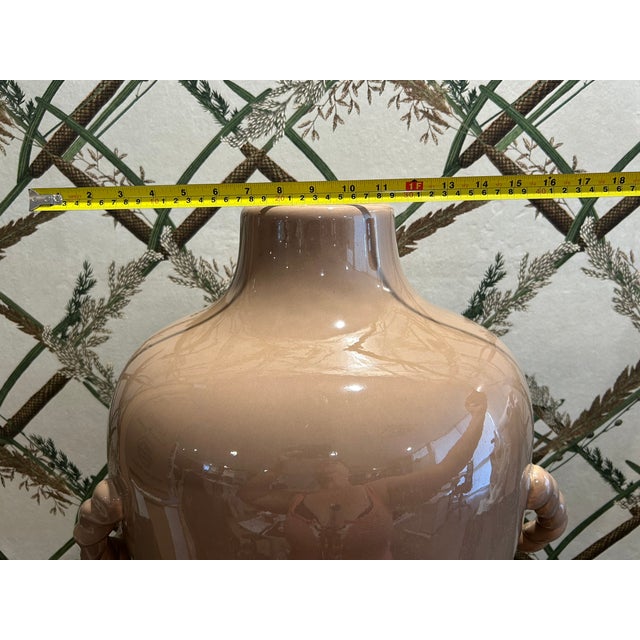 XL Taupe Ceramic Vase For Sale - Image 4 of 6