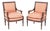 1940s Pair of Louis XVI Style Carved Mahogany Fauteuils, Ex-Estate of Gilbert C. Maurer For Sale