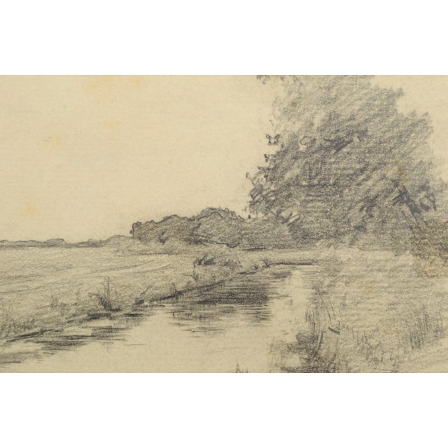 Reflections in a Pond Pencil Drawing by Alfred Villiers Farnsworth C.1880 For Sale - Image 4 of 7