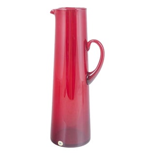 Tall Pitcher in Deep Ruby-Red Glass by Monica Bratt for Reijmyre, 1950s For Sale