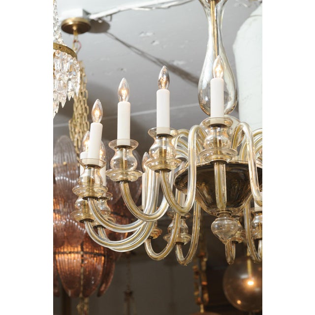 Mid-Century Modern 1960s 16-Light Amber Venetian Glass Chandelier, Italy For Sale - Image 3 of 18