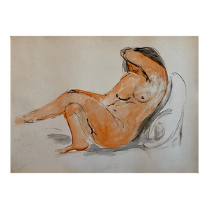 Harold Cohn, 2 Sided Expressionist Detroit Modernist Painting Female Nude, Night Cruise Ship, c.1950's