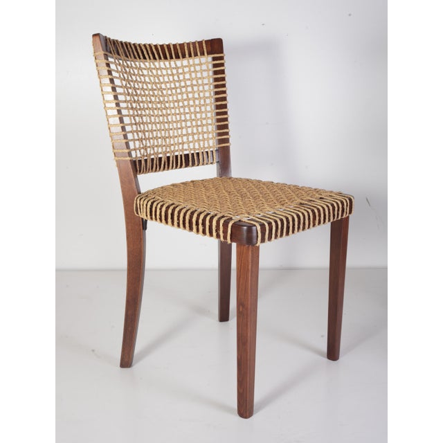 1930s Raffia Woven Dining Chairs by Jan Vaněk for P.M.B., 1930s, Set of 4 For Sale - Image 5 of 18