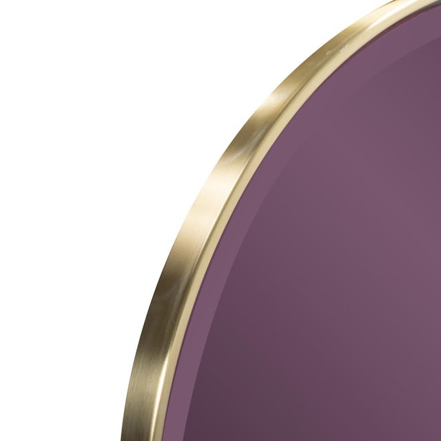 Kenneth Ludwig Chicago Broidy Round Mirror- Aubergine Purple For Sale - Image 4 of 9