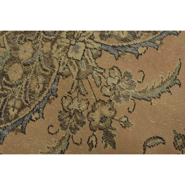 Tabriz Rug 9’3” X 9’2” Pink Wool Vintage Distressed Hand-Knotted Carpet For Sale In Philadelphia - Image 6 of 15