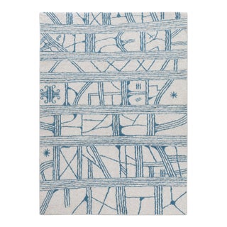 Modern Central Asian Felt Rug | Abstract Linear Design | 9x12 For Sale