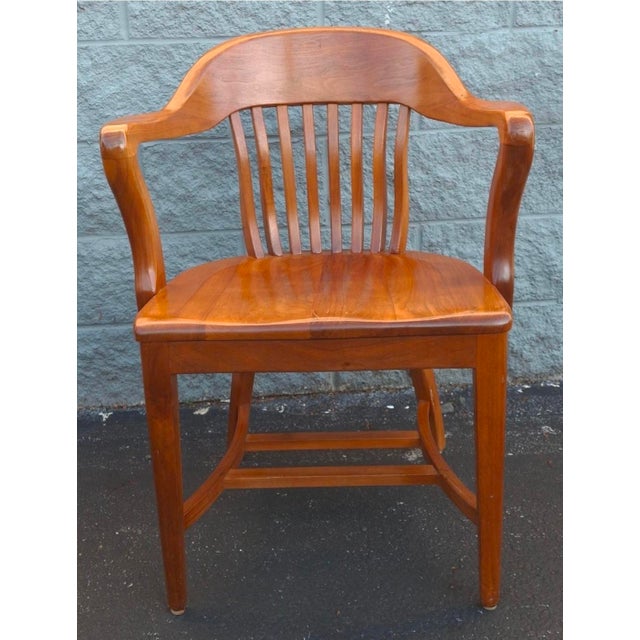 Victorian 20th Century Victorian Style Oak Bankers Chair For Sale - Image 3 of 8