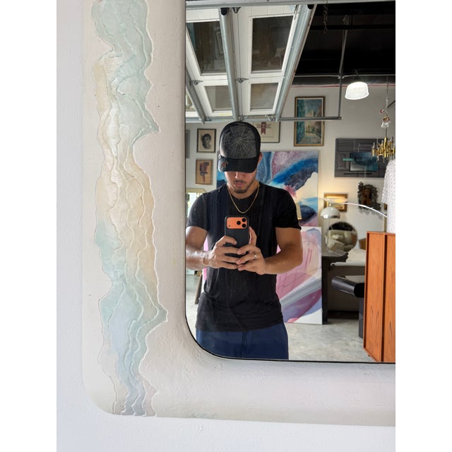 1980's Lee Reynolds Postmodern Minimalist Composite Wall Mirror For Sale - Image 9 of 13