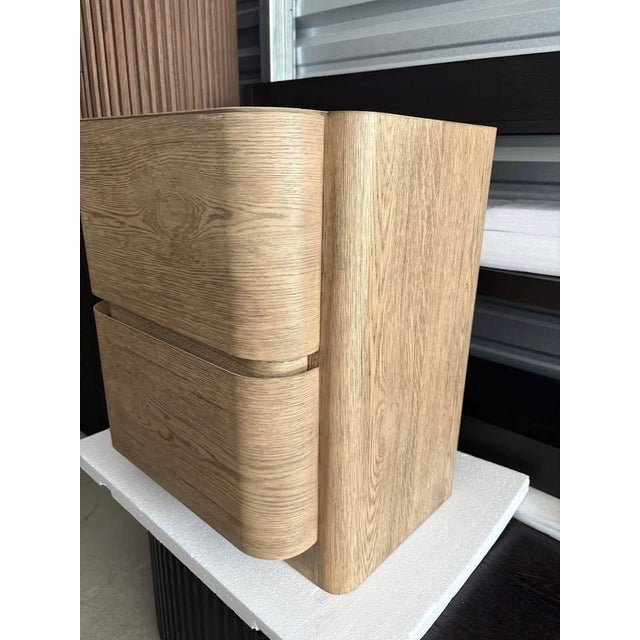Contemporary Rh Brioni Closed Nightstands (Pair) – Rustic Greige Oak | Pietro Franceschini Design - Restoration Hardware For Sale - Image 3 of 5