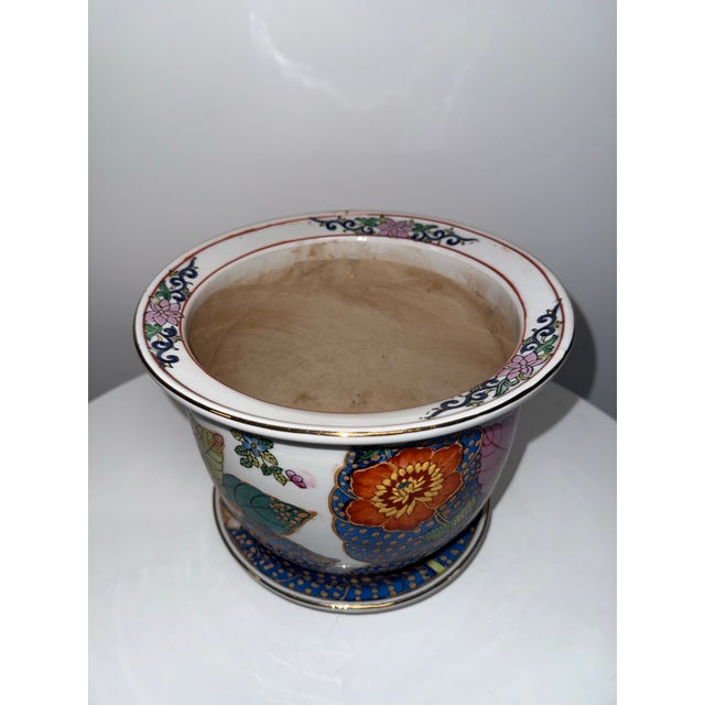 1980s Tobacco Leaf Planter and Saucer For Sale - Image 11 of 12
