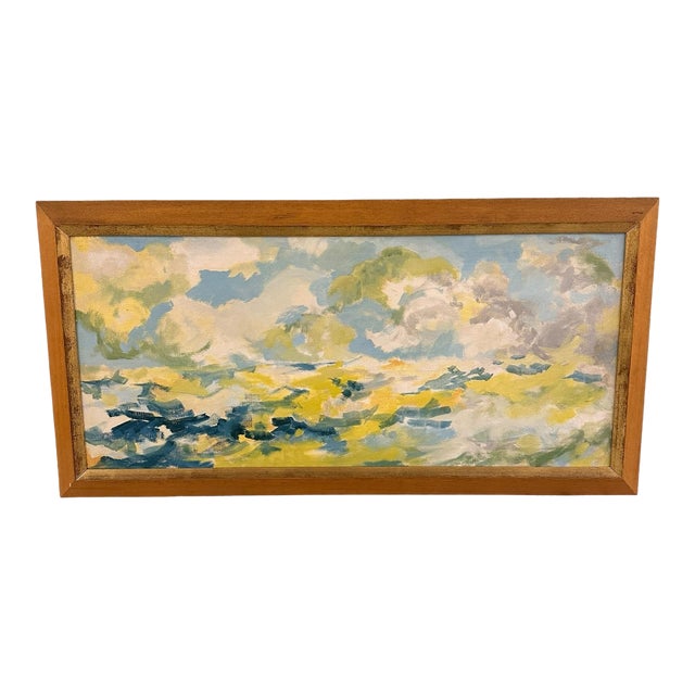 Large Framed Original Abstract Oil Painting of Sky - Unsigned For Sale