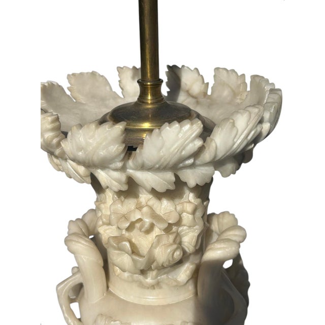 Pair of Italian Carved Alabaster Lamps For Sale - Image 4 of 9