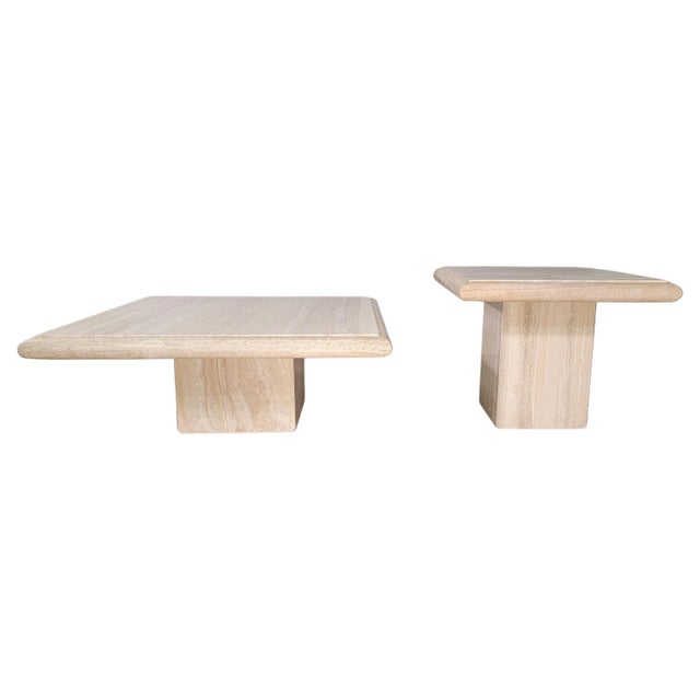 Vintage Italian Travertine Side Table by Stone International