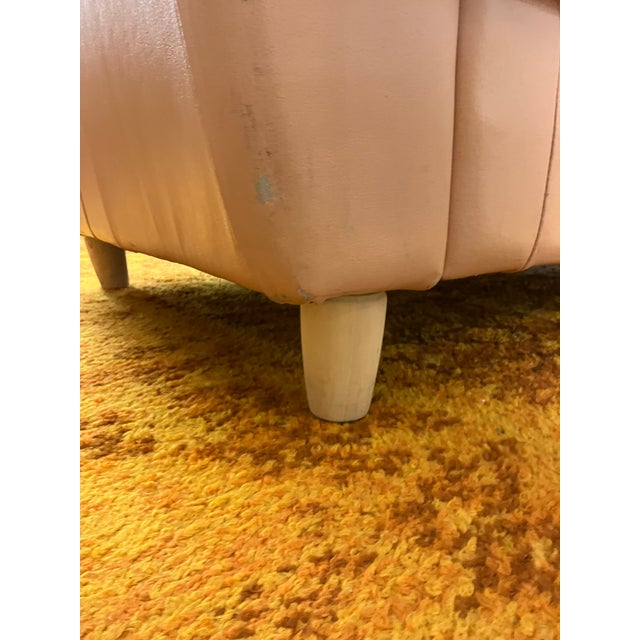 Light Pink 1980's 100% Leather Made in Italy Overstuffed Peach Loveseat, Pale Pink W Light Birch Legs For Sale - Image 8 of 9