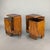 Incredible pair of Art Deco mirrored bedside tables from the 1940s. Walnut veneer frame, two black glass shelves, door and...