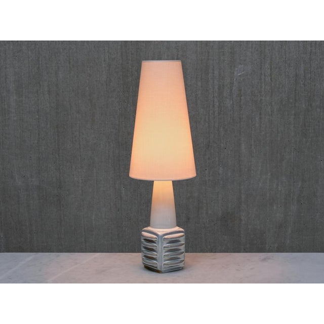 Misty Blue Glazed Ceramic Table Lamp by Einar Johansen for Søholm, Denmark, 1960s For Sale - Image 6 of 12