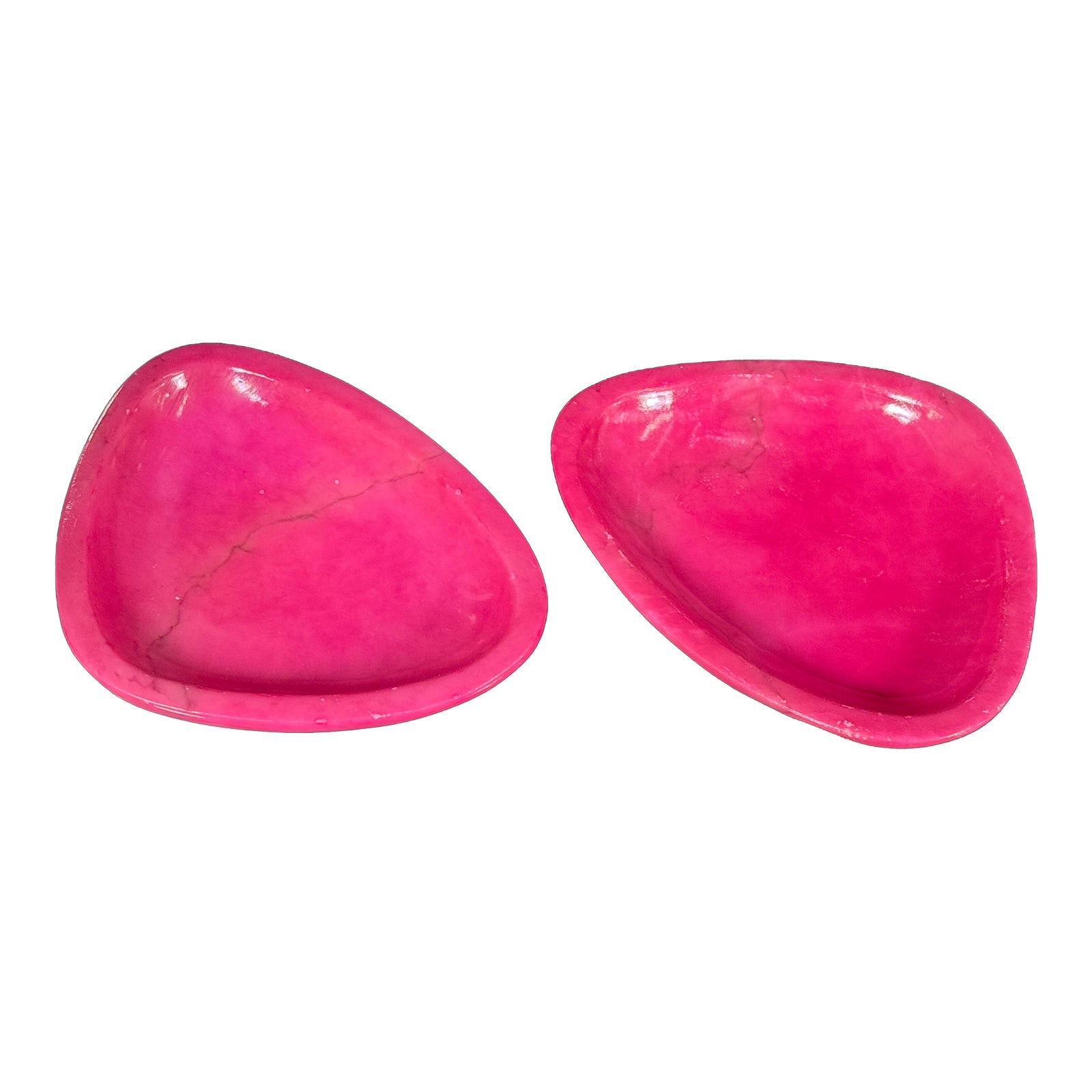 Mid Century Italian Pink Dyed Alabaster Ashtrays Catchalls Made in Italy - A Pair