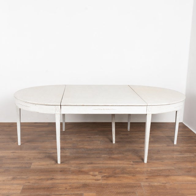 20th Century White Swedish Gustavian Large Dining Table Expanding With Leaves For Sale - Image 16 of 16
