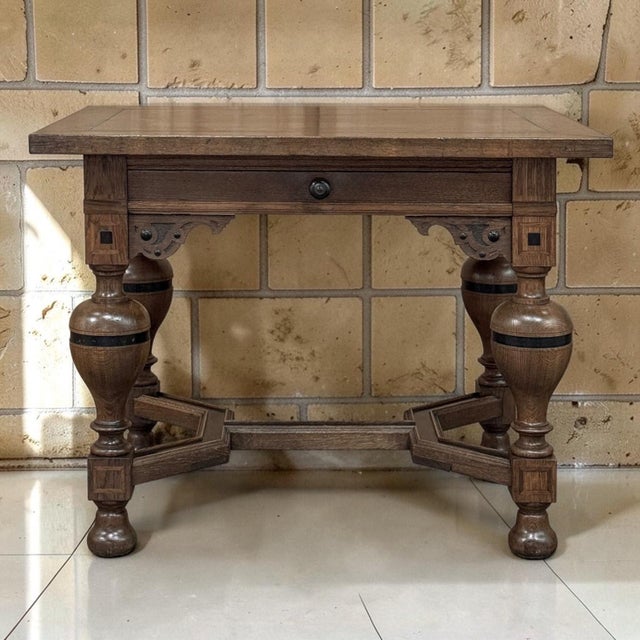 Jacobean 19th Century Dutch Jacobean Style Oak Table With Ebonized Trim For Sale - Image 3 of 18