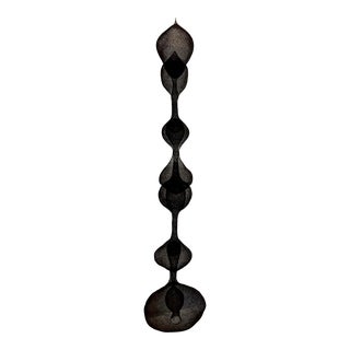 Hand Knitted Metal Wire Hanging Sculpture in Black For Sale