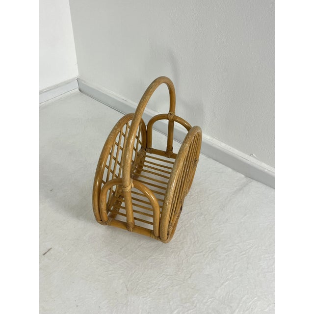 Mid-Century Modern Bamboo Magazine Rack in the style of Franco Albini, 1960s For Sale - Image 3 of 9