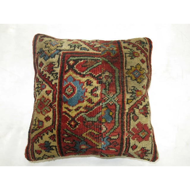 Tribal Banded Small Traditional Square Antique Rug Pillow For Sale - Image 3 of 3