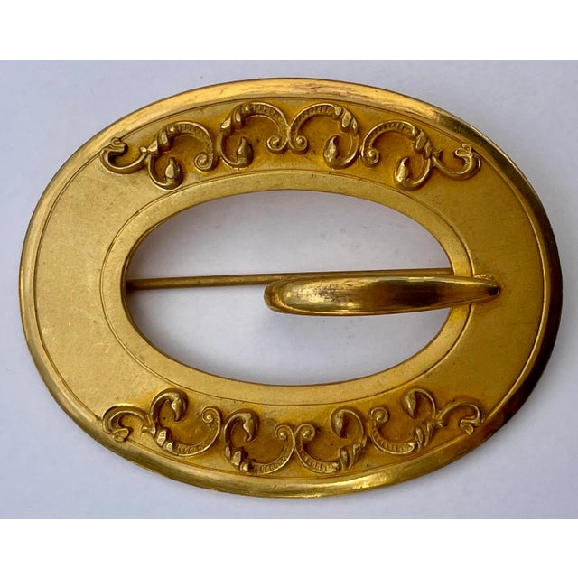 Late 19th Century Late 19th Century Victorian Gold Gilded Buckle Brooch - For Sale - Image 5 of 7