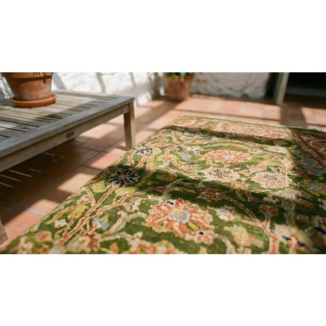 Textile Surprising Green-Avocado Ground Color With Medallion Design Antique Persian Sultanabad Rug For Sale - Image 7 of 9