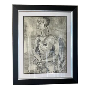 Mid Century Cubist Figurative Drawing by Carol Crain